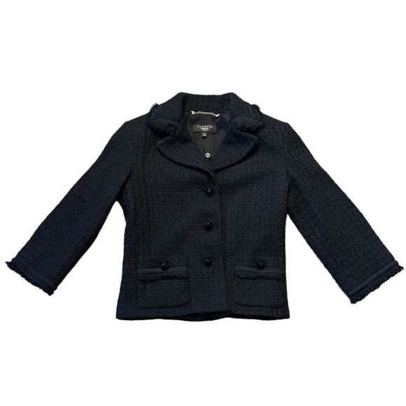 Talbots Metallic Tweed Blazer Jacket with Embellished Buttons Size 2P - Picture 11 of 16